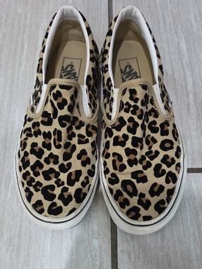 Vans Leopard Slip-On Sneakers - Tan/Black
